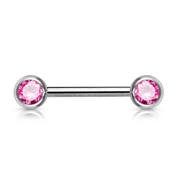 316L Surgical Steel Pink CZ Ball Gem Nipple Ring Barbell 316L Surgical Steel Pink CZ Ball Gem Nipple Ring Barbell