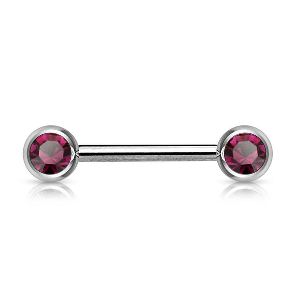 316L Surgical Steel Purple CZ Ball Gem Nipple Ring Barbell - Pierced Universe