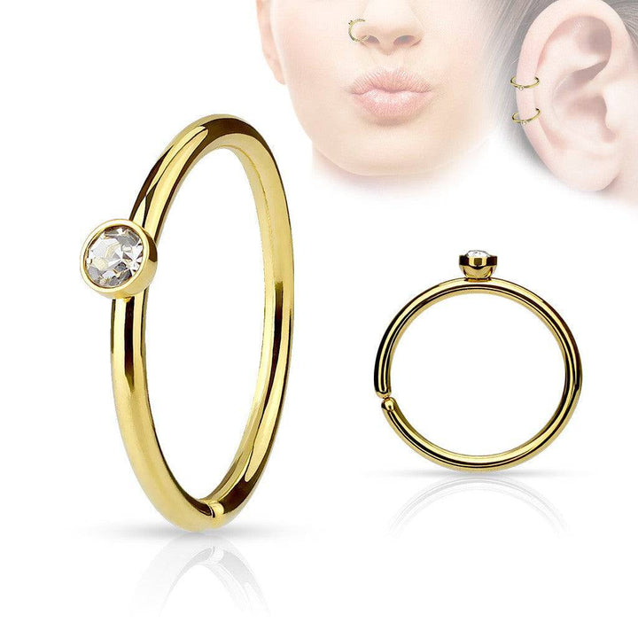 316L Surgical Steel PVD Plated with Tiny Gem Multi Use Nose Ring - Pierced Universe