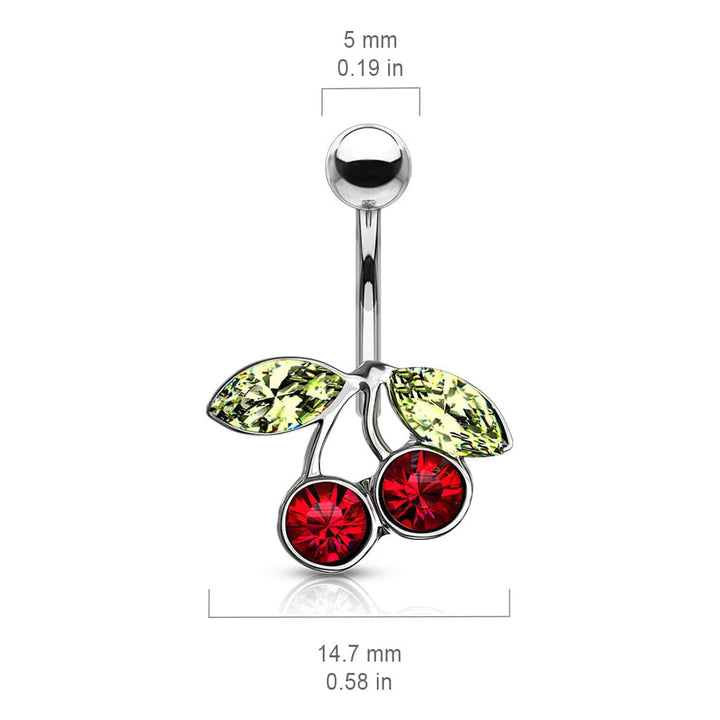 316L Surgical Steel Red Cherry Non-Dangle Stud Belly Ring - Pierced Universe