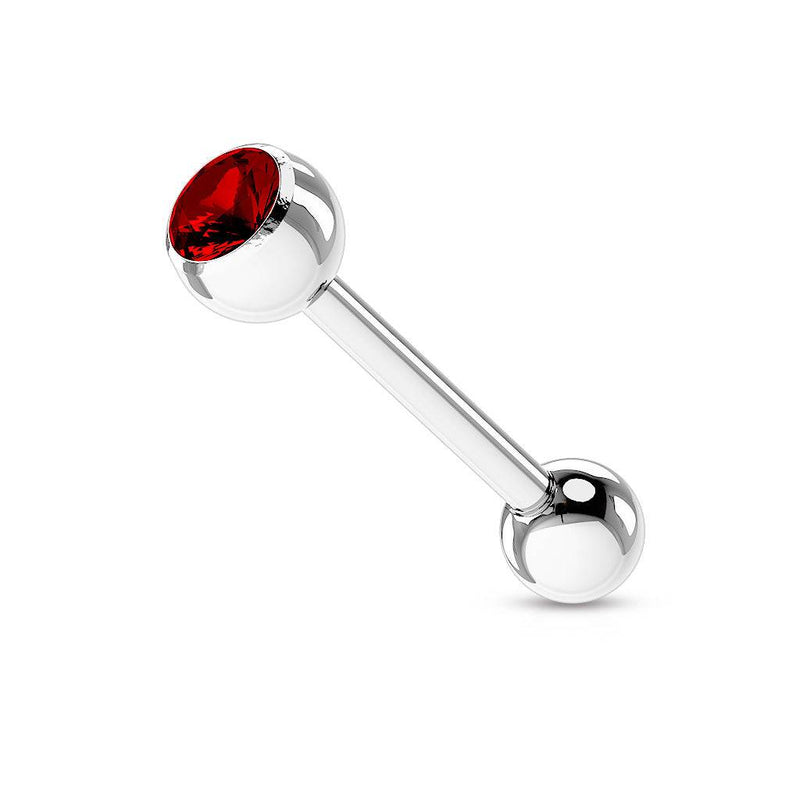 316L Surgical Steel Red Gem Straight Barbell Tongue Ring - Pierced Universe