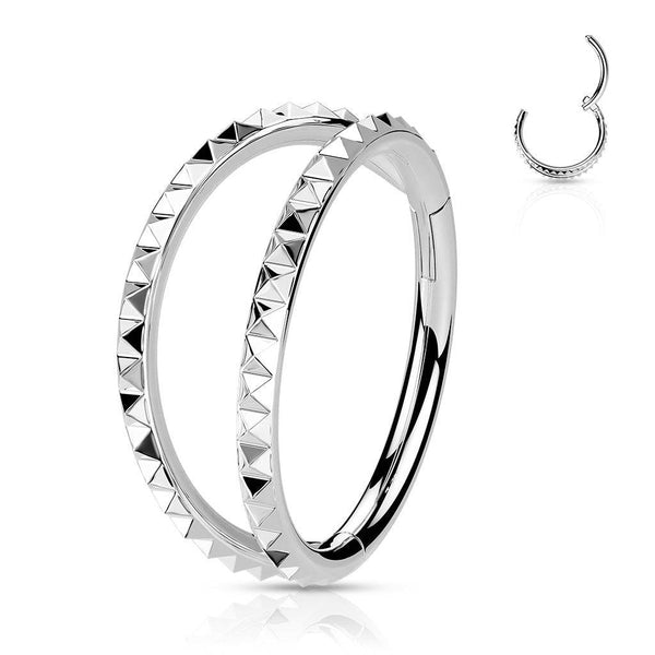 316L Surgical Steel Ridged Double Hoop Hinged Hoop Ring Clicker 316L Surgical Steel Ridged Double Hoop Hinged Hoop Ring Clicker