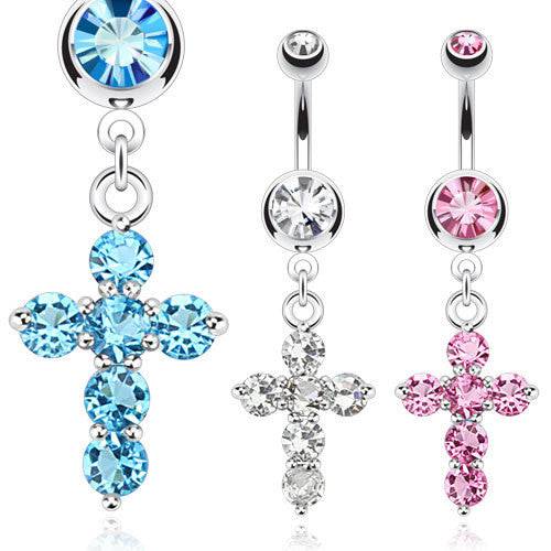 316L Surgical Steel Small & Cute CZ Gem Prong Belly Button Navel Ring - Pierced Universe
