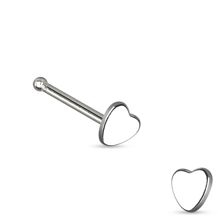 316L Surgical Steel Small Heart Ball End Nose Bone Ring Pin - Pierced Universe