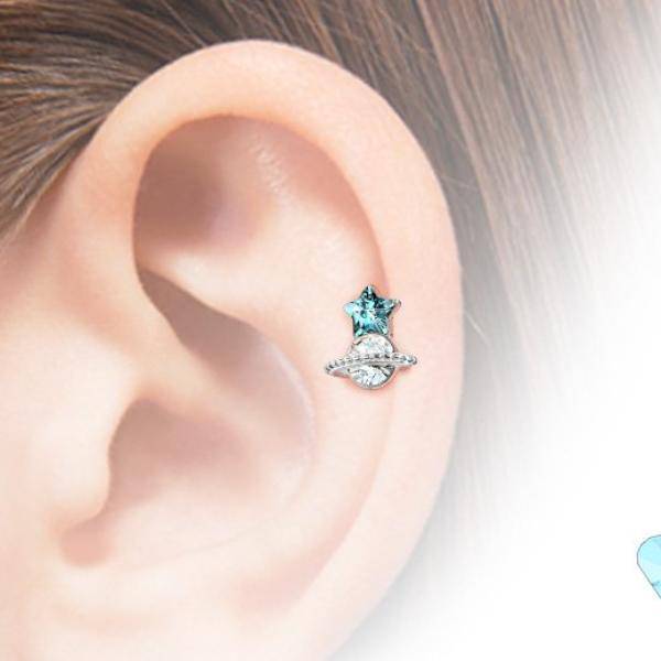 316L Surgical Steel Star & Saturn Helix Barbell - Pierced Universe