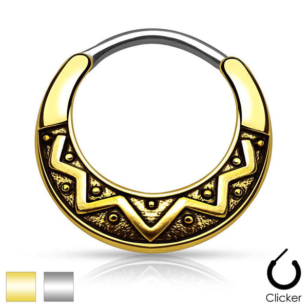 316L Surgical Steel Vintage Antique Curved Septum Nose Ring Clicker 316L Surgical Steel Vintage Antique Curved Septum Nose Ring Clicker