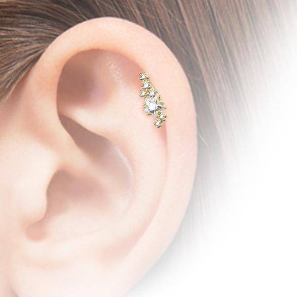 316L Surgical Steel White Star CZ Crystal Helix Barbell - Pierced Universe