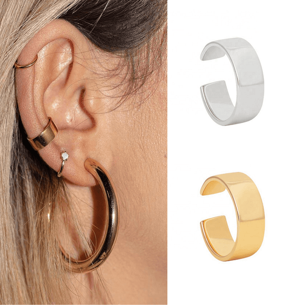 925 Sterling Silver Double Band White CZ Fake Conch Ear Cuff Hoop 925 Sterling Silver Double Band White CZ Fake Conch Ear Cuff Hoop
