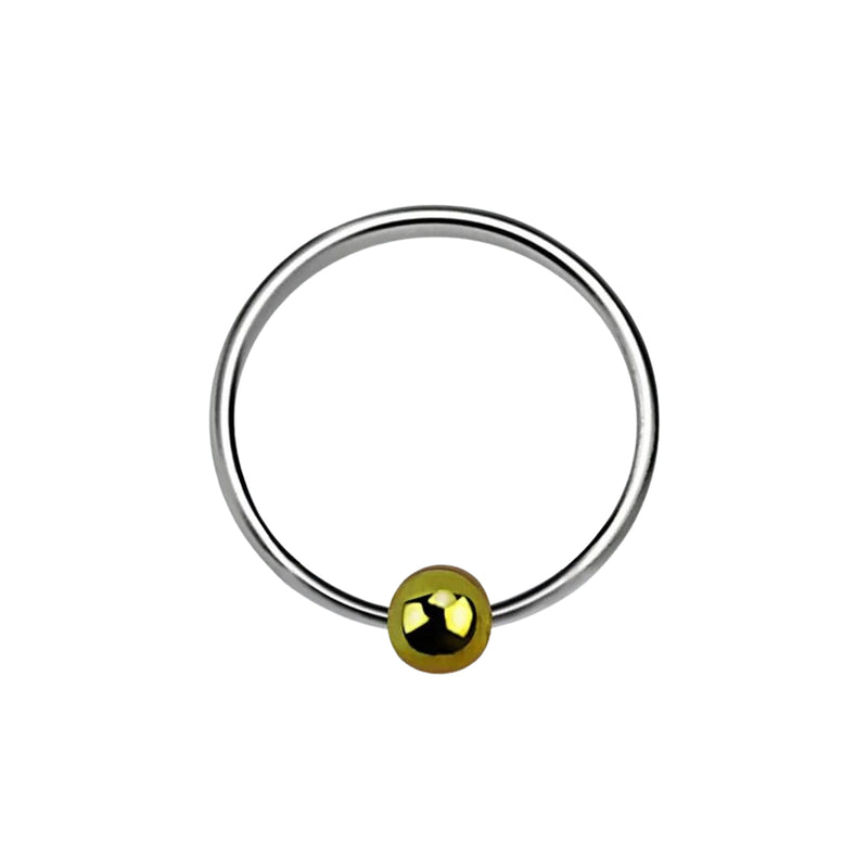 925 Sterling Silver Small Nose Hoop Ring with Fixed Gold Ball - Pierced Universe