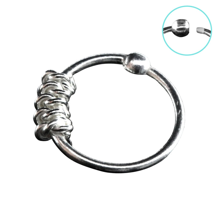925 Sterling Silver Tribal Bead Nose Hoop Ring - Pierced Universe