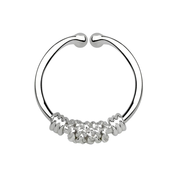 Fake Faux Clip On 925 Sterling Silver Wire Nose Hoop Ring - Pierced Universe