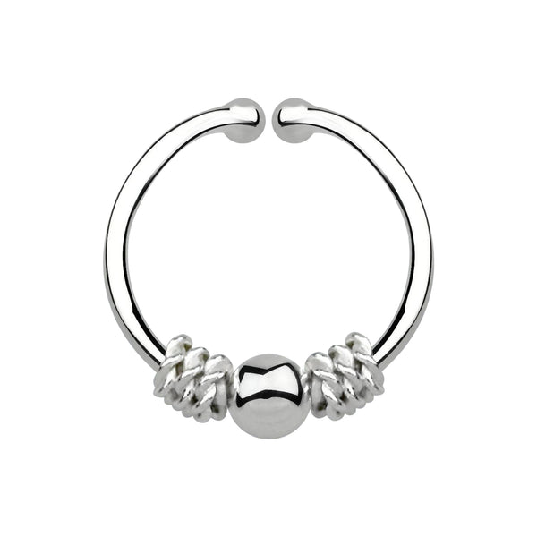 Fake Faux Clip On Tribal 925 Sterling Silver Nose Hoop Ring - Pierced Universe