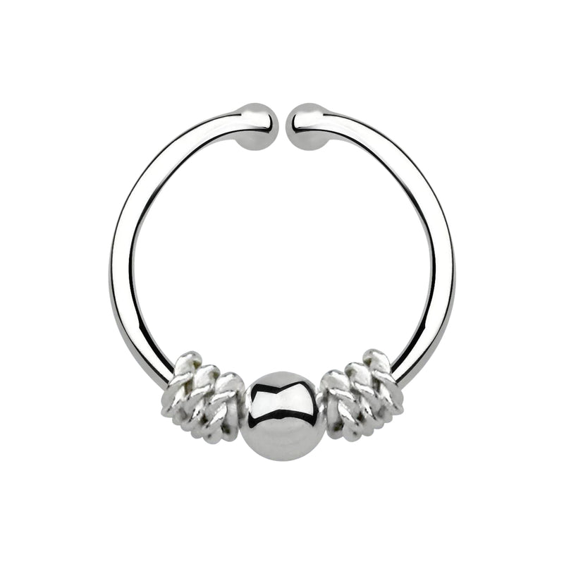 Fake Faux Clip On Tribal 925 Sterling Silver Nose Hoop Ring - Pierced Universe