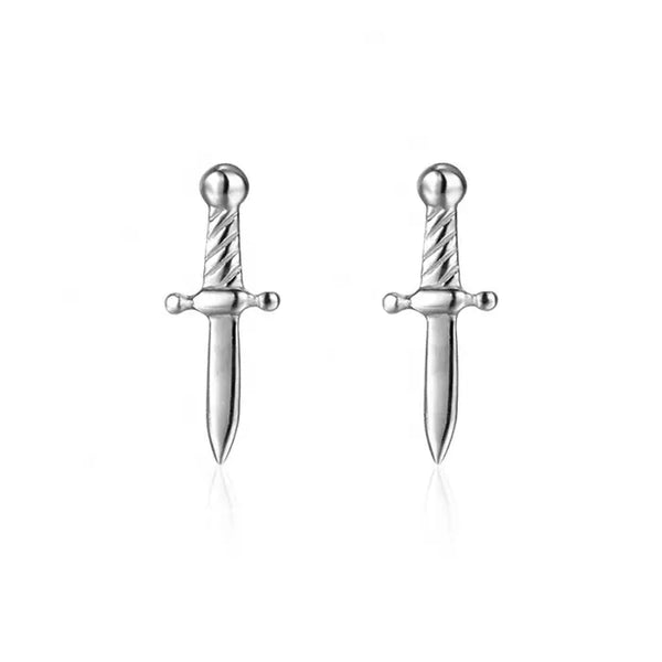 Pair of 925 Sterling Silver Small Dagger Minimal Stud Earrings - Pierced Universe