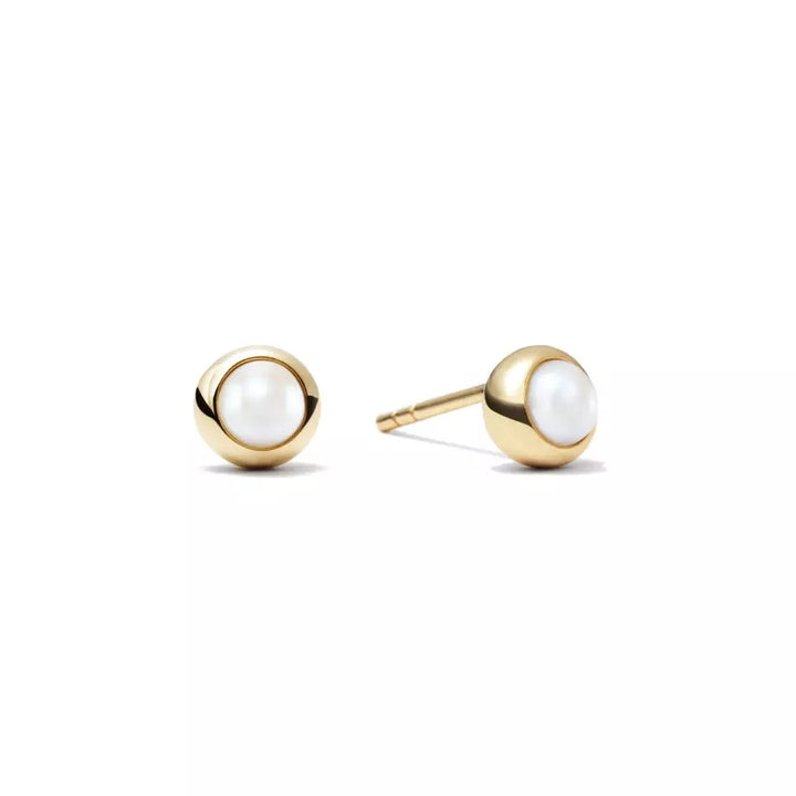 Pair of 925 Sterling Silver Gold PVD White Pearl Minimal Stud Earrings - Pierced Universe