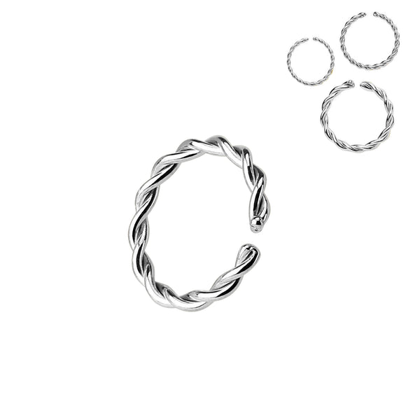 Multi-Use 316L Surgical Steel Braided Twisted Nose Hoop Ring - Pierced Universe
