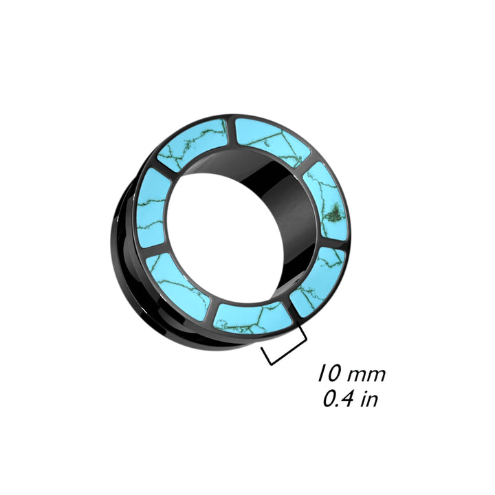 316L Surgical Steel Black PVD Turquoise Rim Screw On Ear Tunnels - Pierced Universe
