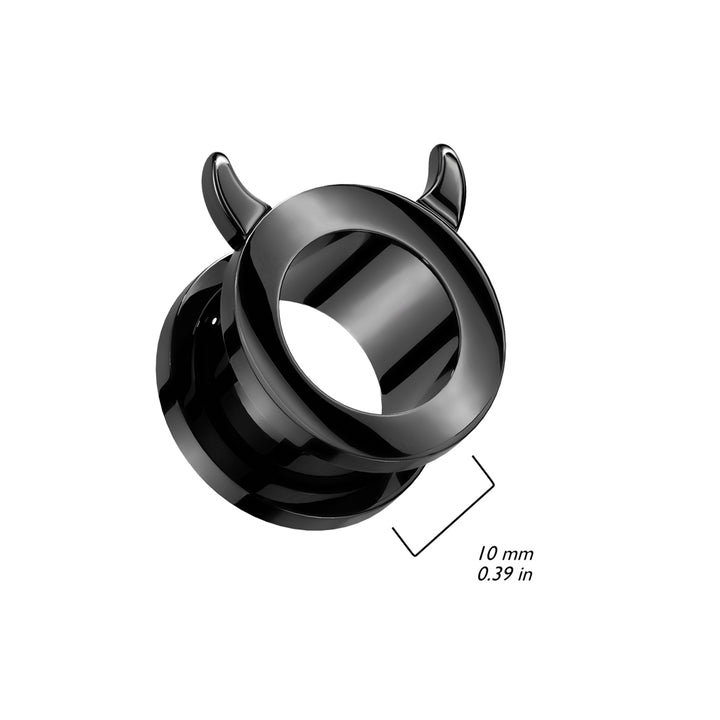 316L Surgical Steel Black PVD Devil Horns Screw On Ear Tunnels - Pierced Universe