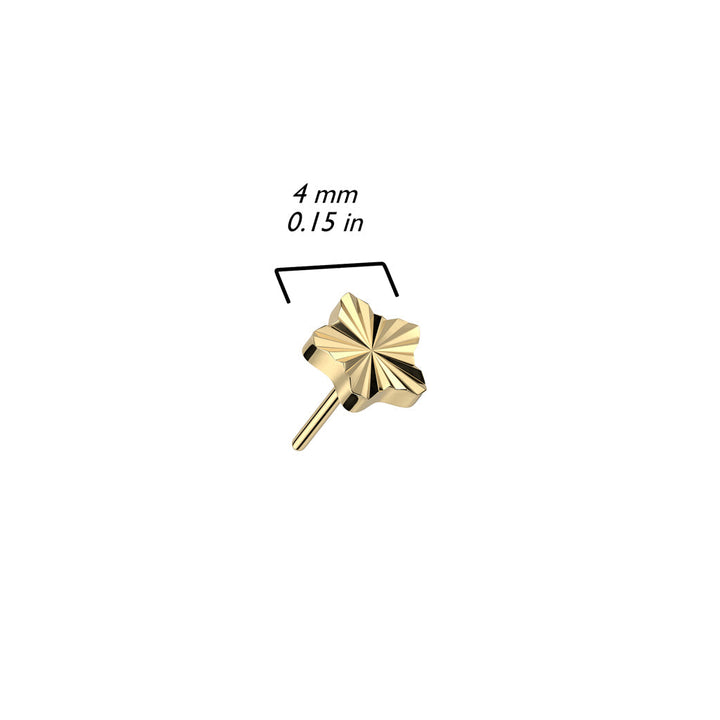 Pair of Implant Grade Titanium Rose Gold PVD Dainty Ridged Star Threadless Push In Earrings With Flat Back - Pierced Universe