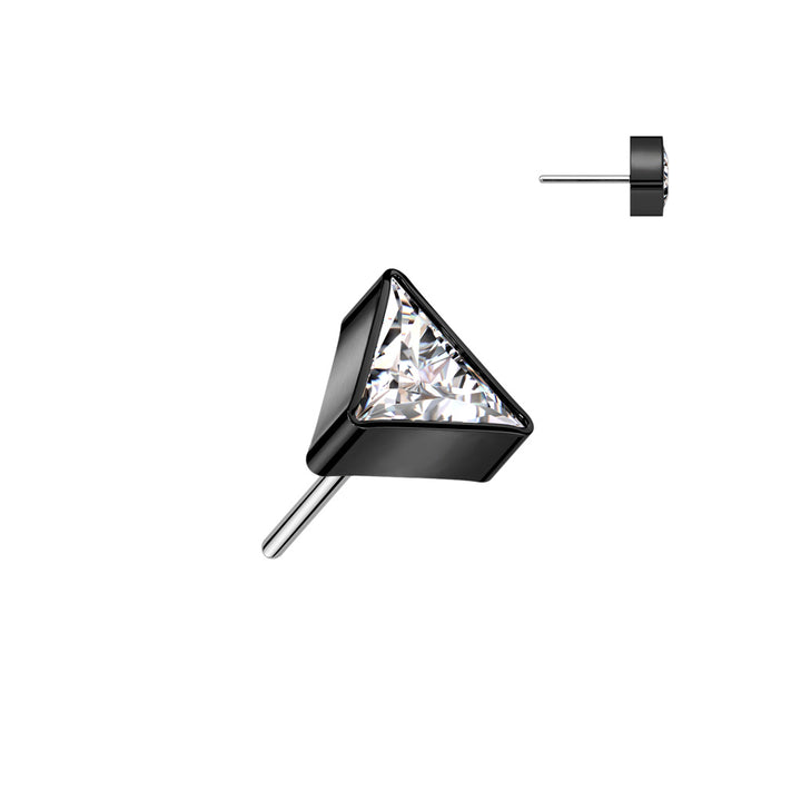 Implant Grade Titanium Black PVD White CZ Triangle Threadless Push In Labret - Pierced Universe