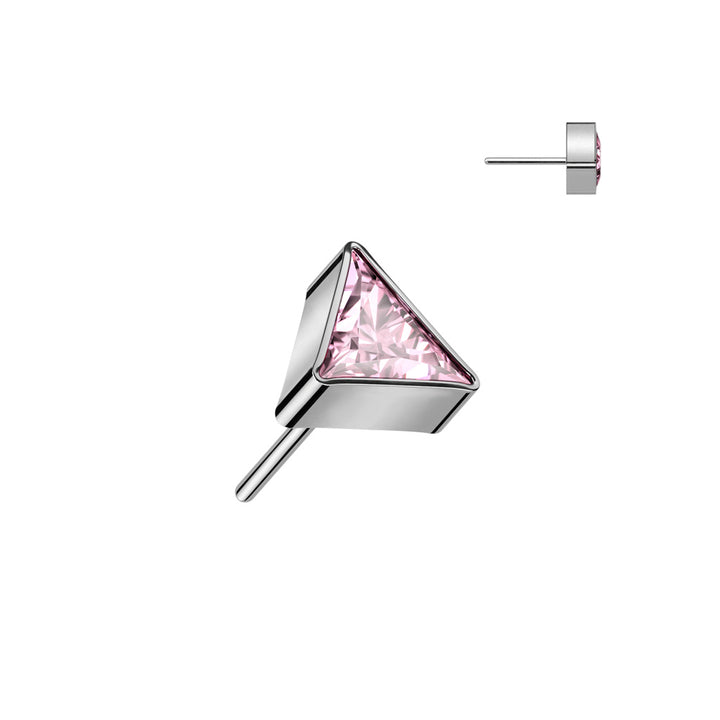 Implant Grade Titanium Pink CZ Triangle Threadless Push In Labret - Pierced Universe