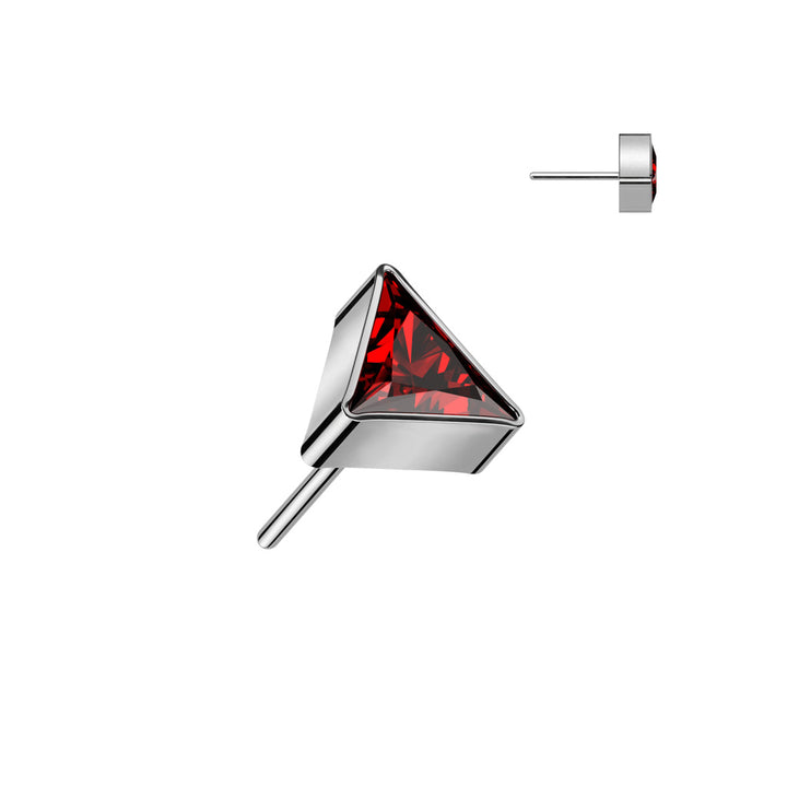Implant Grade Titanium Red CZ Triangle Threadless Push In Labret - Pierced Universe