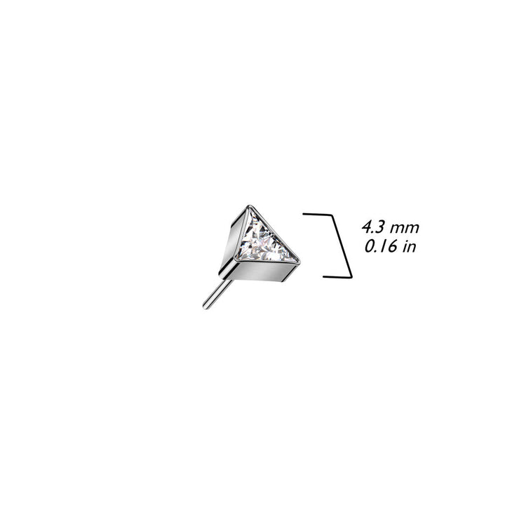 Pair of Implant Grade Titanium Black PVD White CZ Triangle Threadless Push In Earrings With Flat Back - Pierced Universe