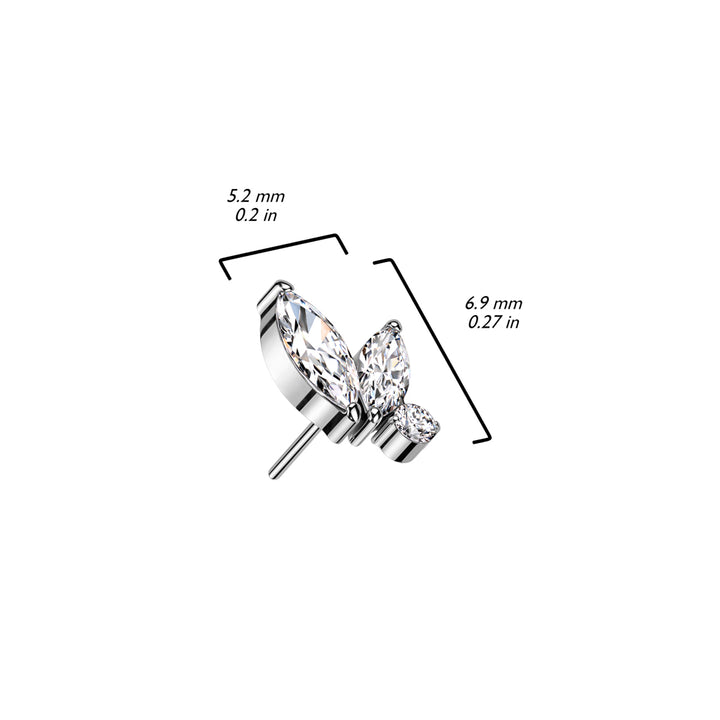 Implant Grade Titanium Marquise Cluster White CZ Threadless Push In Labret - Pierced Universe