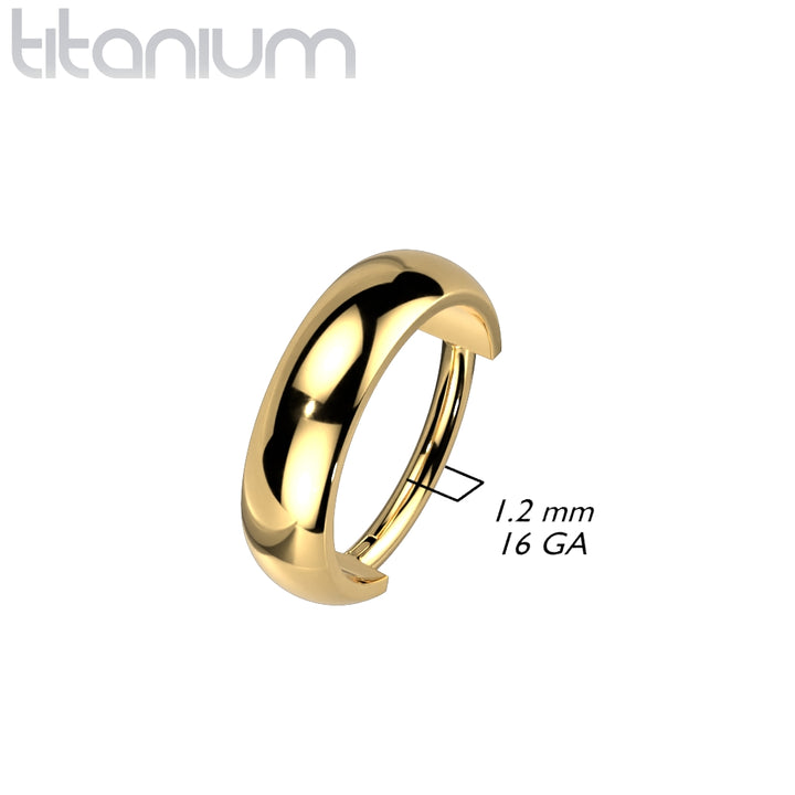 High Polished Implant Grade Titanium Gold PVD Clicker Hinged Hoop - Pierced Universe