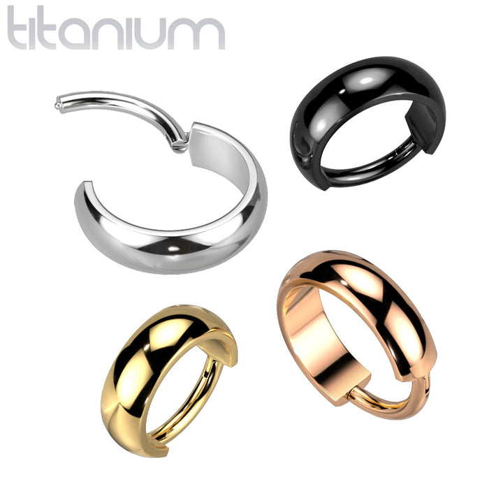 High Polished Implant Grade Titanium Gold PVD Clicker Hinged Hoop - Pierced Universe