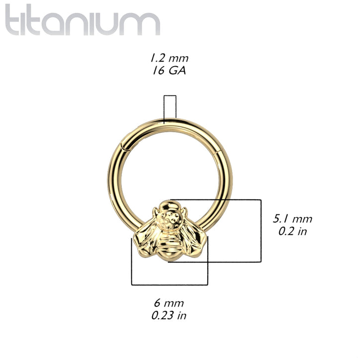 Implant Grade Titanium Gold PVD Bee Daith Septum Hinged Clicker Hoop - Pierced Universe