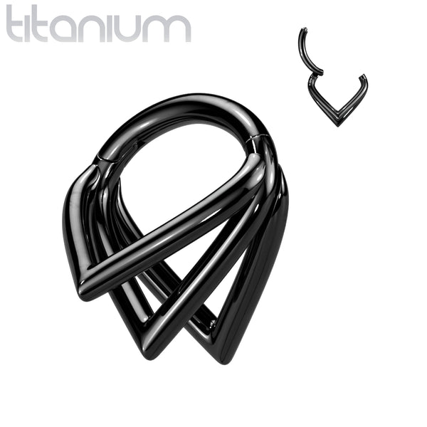 Implant Grade Titanium Black PVD Multi Triangle Cuff Hinged Clicker Hoop - Pierced Universe