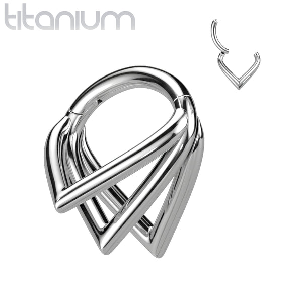 Implant Grade Titanium Gold PVD V Shaped Ridged Septum Clicker