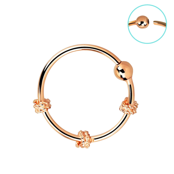 Rose Gold Plated 925 Sterling Silver Tribal Nose Ring Hoop with Design - Pierced Universe
