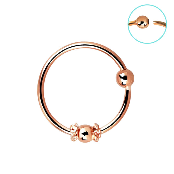 Rose Gold Plated 925 Sterling Silver Tribal Nose Ring Hoop with Design - Pierced Universe