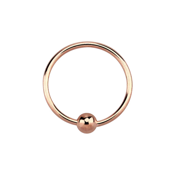 Rose Gold Plated over 925 Sterling Silver Nose Hoop Ring with Ball - Pierced Universe