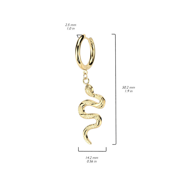 Pair of 316L Surgical Steel Slithering Snake Dangle Hoop Earrings - Pierced Universe