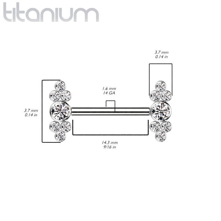 Implant Grade Titanium Dainty White CZ Bezel Cluster Nipple Ring - Pierced Universe