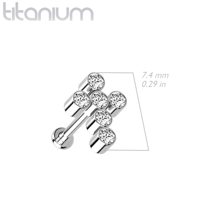 Implant Grade Titanium Internally Threaded White Cross Labret - Pierced Universe