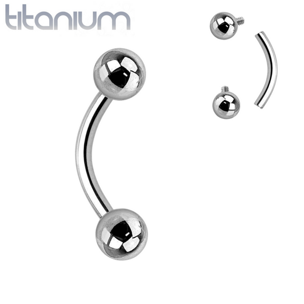 Surgical Steel High Polished Internally Threaded Curved Barbell Ring with Ball Ends Surgical Steel High Polished Internally Threaded Curved Barbell Ring with Ball Ends