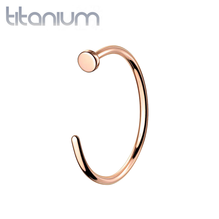 Implant Grade Titanium Rose Gold PVD Nose Hoop Ring with Stopper - Pierced Universe