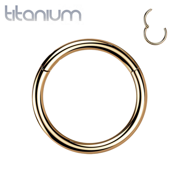 Implant Grade Titanium Rose Gold PVD Hinged Clicker Segment Cartilage Hoop Ring - Pierced Universe