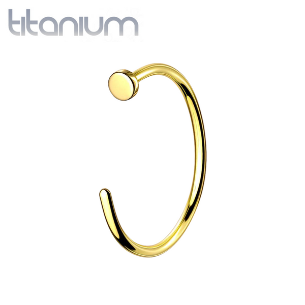 Implant Grade Titanium Gold PVD Nose Hoop Ring with Stopper - Pierced Universe
