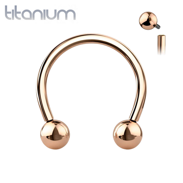 Implant Grade Titanium Internally Threaded Rose Gold PVD Horseshoe Circular Barbell - Pierced Universe
