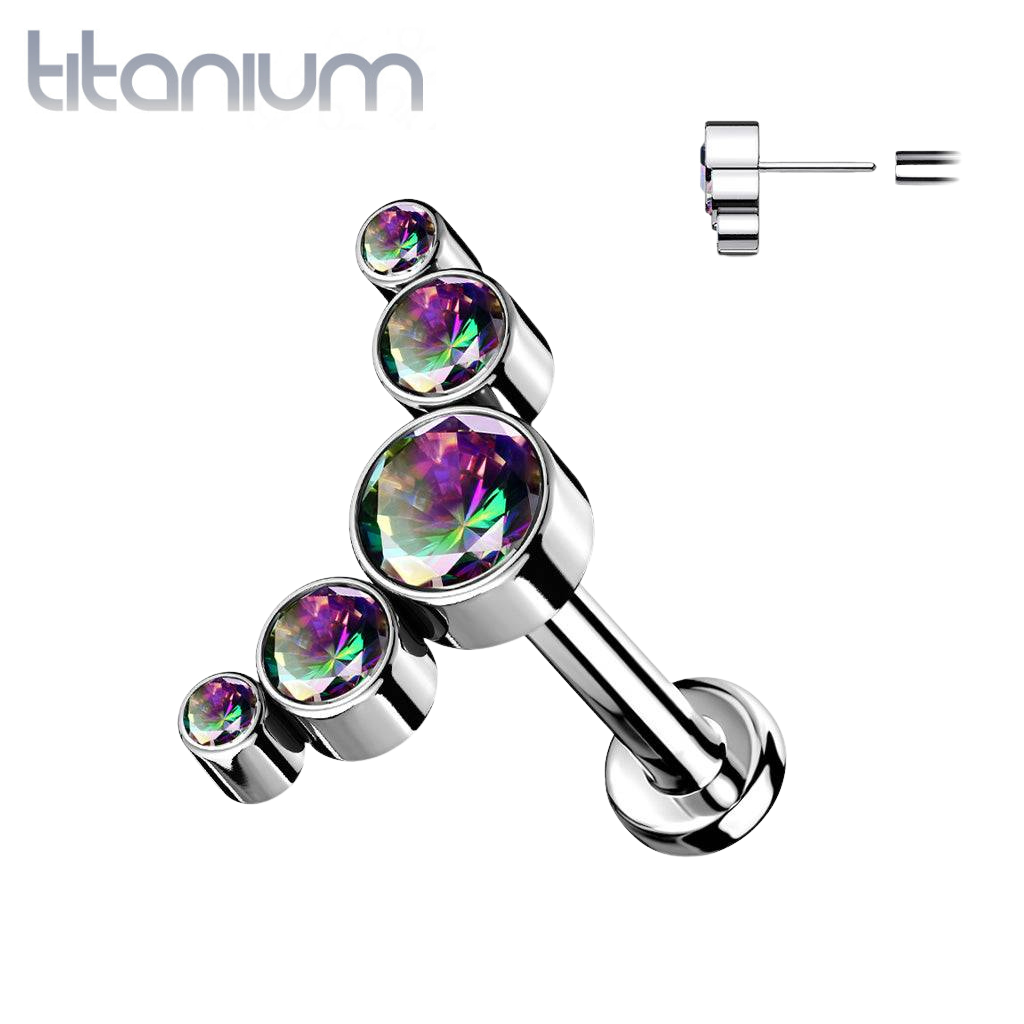 Implant Grade Titanium Threadless Push In Cartilage 5 Gem Curved ...