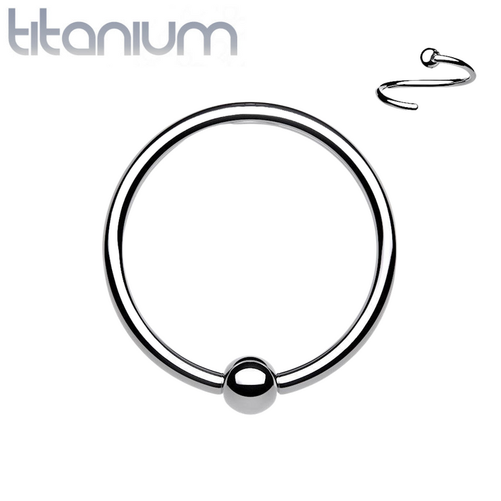 High Polished Implant Grade Titanium Easy Bend Nose, Cartilage Hoop Ring with Fixed Ball - Pierced Universe