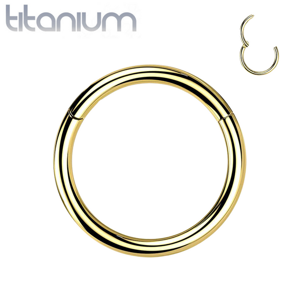 Implant Grade Titanium Gold PVD Hinged Clicker Segment Cartilage Hoop Ring - Pierced Universe