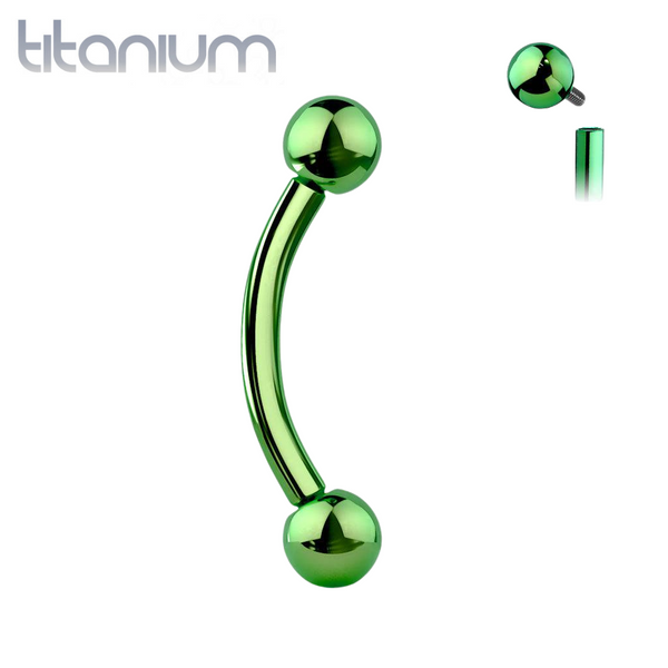 Implant Grade Titanium Green PVD Internally Threaded Curved Barbell - Pierced Universe