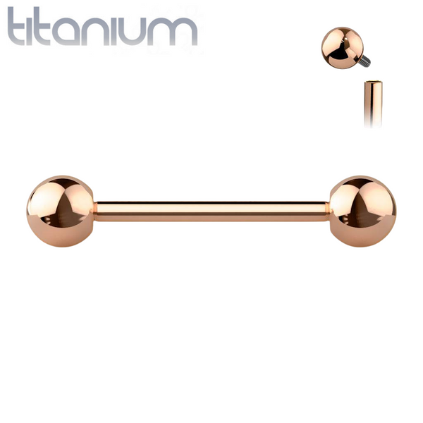 Implant Grade Titanium Internally Threaded Rose Gold PVD Straight Barbell - Pierced Universe
