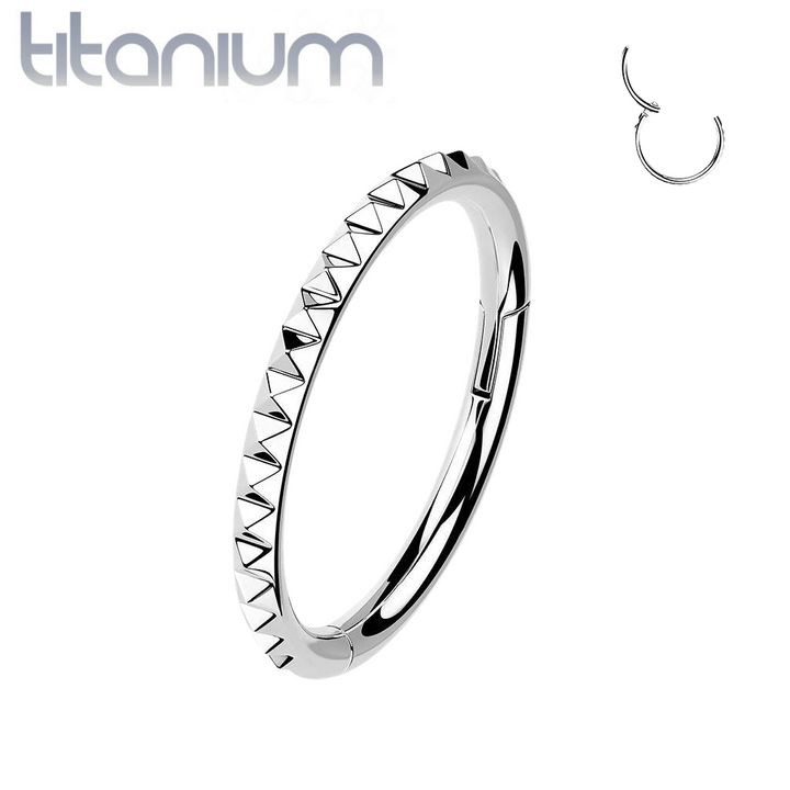 Implant Grade Titanium Ridged Hinged Hoop Clicker Ring - Pierced Universe